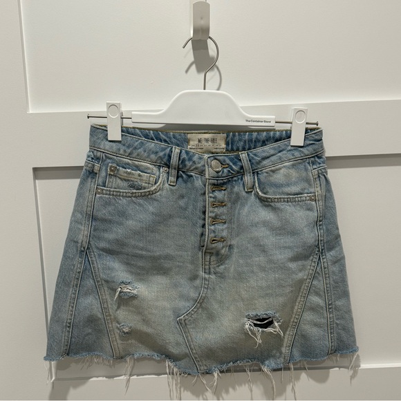 Free People “We The Free” Distressed Denim Skirt - Size 25 - Picture 1 of 4